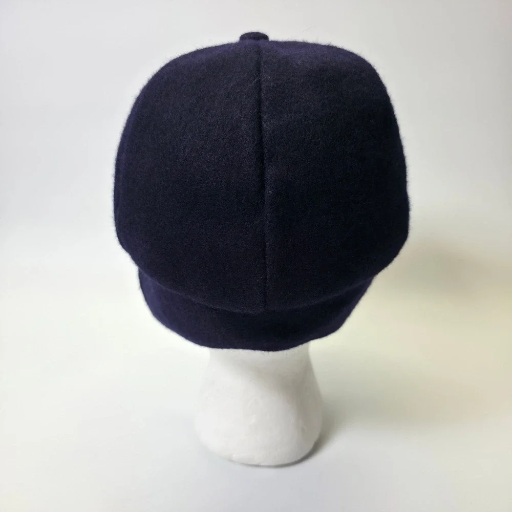 Vintage Boys Winter Hat Blue Wool Quilted Lining Ear Flap Cap Classic Warm Retro